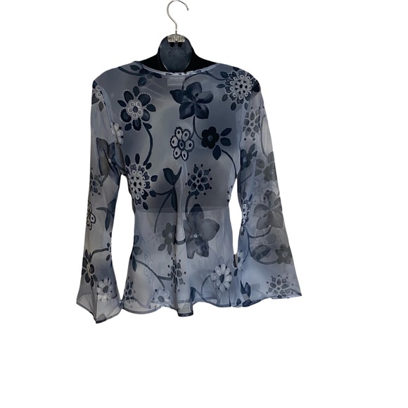 Anxiety Vintage 90s Sheer Flowy Boho Long Sleeve Blouse Top - Picture 5 of 12